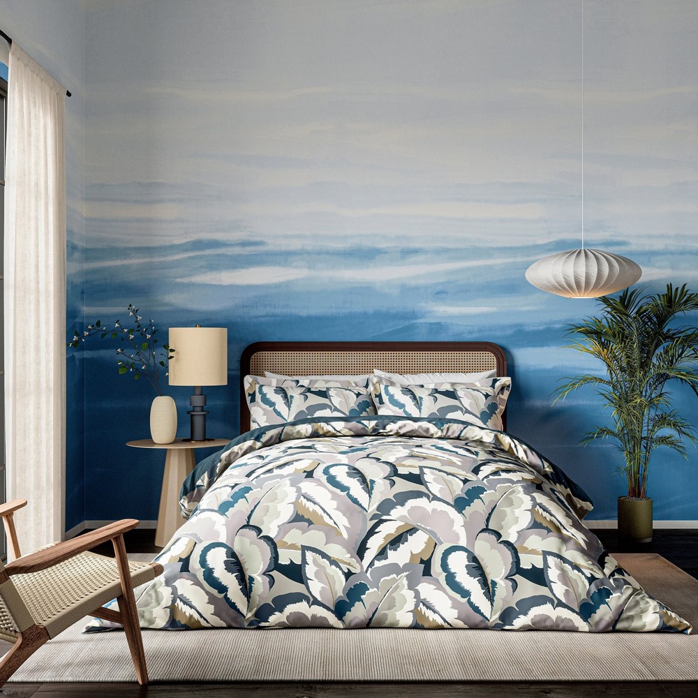 Calathea Botanical Bedding by Harlequin in Cornflower Blue